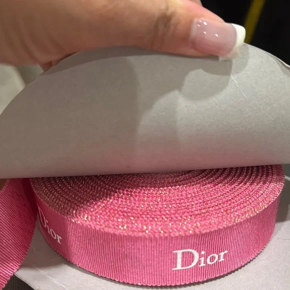 Dior pink and black Chanel Pink Hair Accessories Set ribbons. Christian Dior Pink Hair tie Scrunchie & 3pcs Leather Bag  main image 4